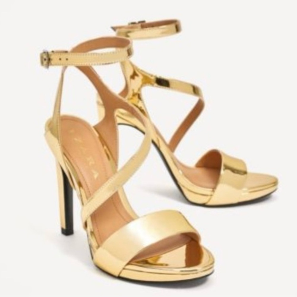 Zara Gold Strappy Heels